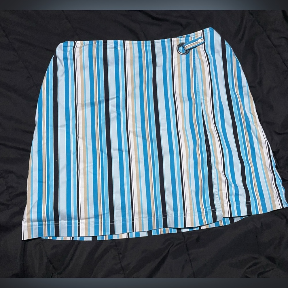 90s y2k striped midi blue skirt